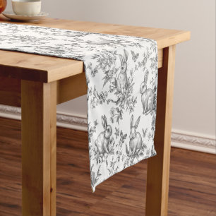 Caminho De Mesa Pequeno Coelhos Pretos Fofos Toile Francês