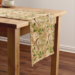 Caminho De Mesa Pequeno Cogumelos, Flores e Folhagem