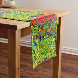 Caminho De Mesa Pequeno Cogumelos Pássaro Retro Arte Nova Padrão por Voyse