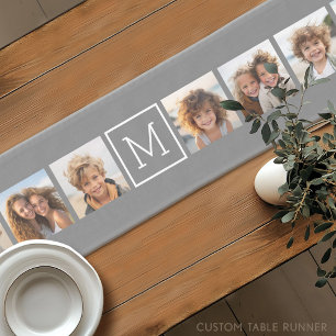 Caminho De Mesa Pequeno Colagem de Fotos Branco Carvão 8 Monograma Persona
