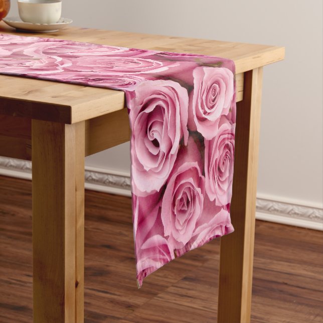Caminho De Mesa Pequeno colagem de rosas rosa (No Local)