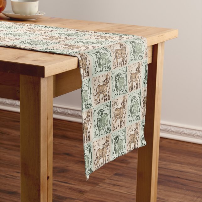 Caminho De Mesa Pequeno Colcha de Burro e Ovelha com Impressão em Bloco -  (No Local)