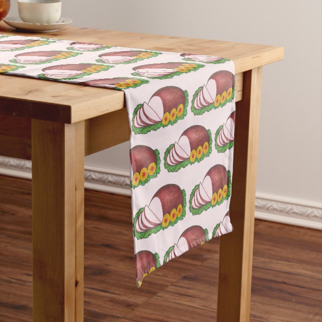 Caminho De Mesa Pequeno Comida de Janta de Natal de Ham, Rosa-Glazida, (No Local)
