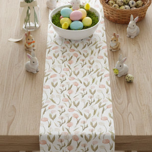 Caminho De Mesa Pequeno Cor-de-água Pêssego Branco Tulipas Cor-de-rosa Pás