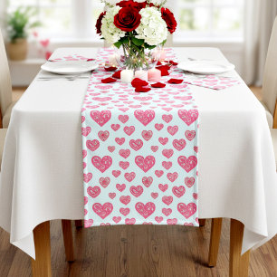 Caminho De Mesa Pequeno Corações em paisley rosa valentine