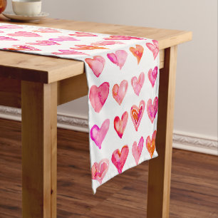 Caminho De Mesa Pequeno Corações Rosa Girly Personalizado Em Mesa De 14"