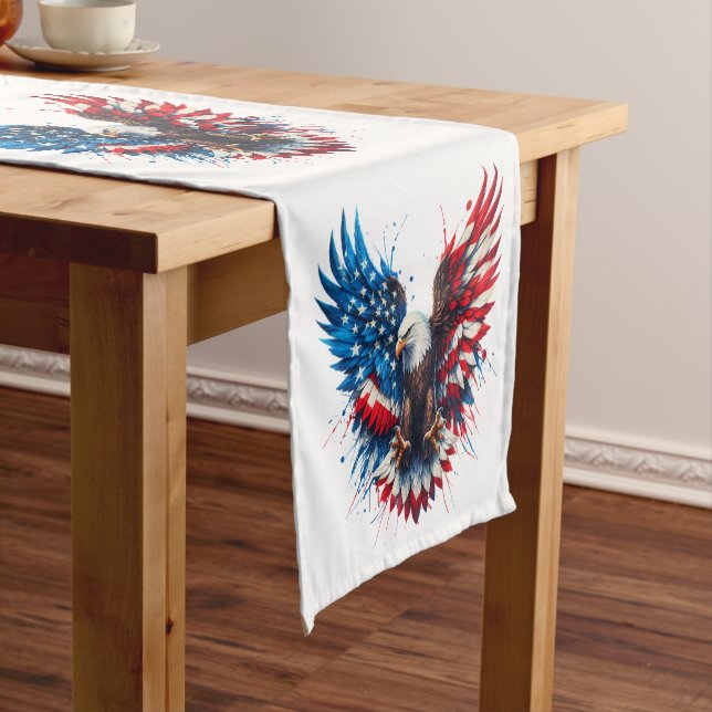 Caminho De Mesa Pequeno Cores Patrióticas Personalizadas América Águia Neg (No Local)
