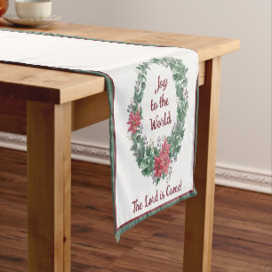 Caminho De Mesa Pequeno Coroa de aquarela básica personalizada de Natal