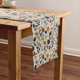 Caminho De Mesa Pequeno Corredor de Mesa Botânico Navy & Ochre