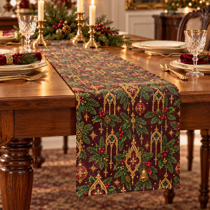 Caminho De Mesa Pequeno Corredor de mesa de Natal gótico vitoriano