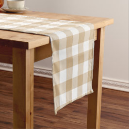 Caminho De Mesa Pequeno Corredor de Mesa Xadrez Bege Tan Branco