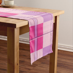 Caminho De Mesa Pequeno Corredor de Mesa Xadrez em Tonalidades Rosa e Roxo