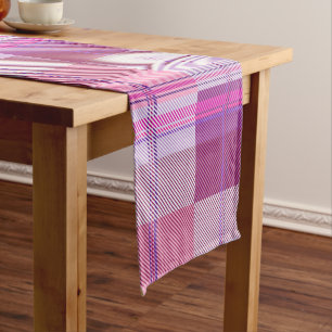 Caminho De Mesa Pequeno Corredor de Mesa Xadrez em Twill Rosa Roxo Decoraç