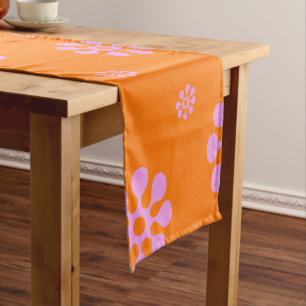 Caminho De Mesa Pequeno Corredor floral alaranjado e cor-de-rosa retro da