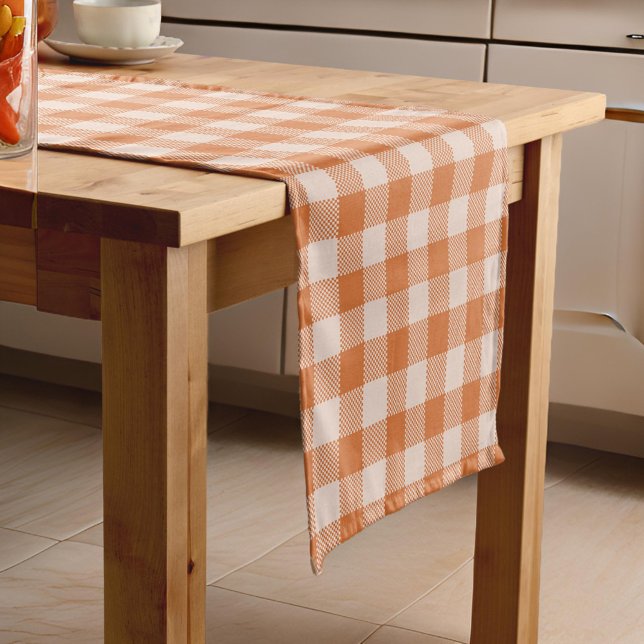 Caminho De Mesa Pequeno Cozy Orange Gingham Fall Autumn (Criador carregado)