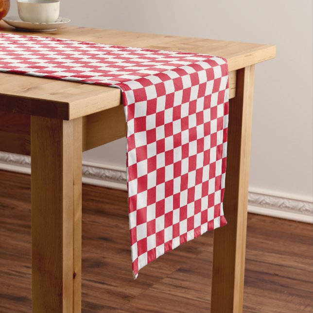 Caminho De Mesa Pequeno Cranberry fizz checkerboard pattern (No Local)