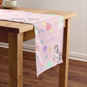 Caminho De Mesa Pequeno Crianças de aniversário de uma magia de unicórnios