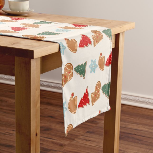 Caminho De Mesa Pequeno Cute Colorful Cookies Pattern Christmas (No Local)
