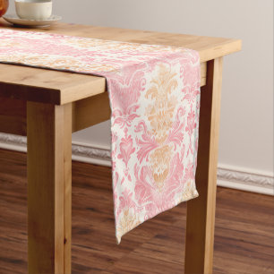 Caminho De Mesa Pequeno Damasco da Rosa claro Elegante