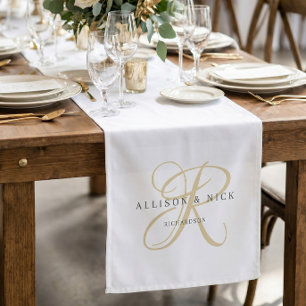 Caminho De Mesa Pequeno Decoração de Mesa de Noivos com Monograma Elegante