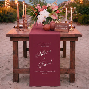 Caminho De Mesa Pequeno Decoração de mesa de recepção de casamento Burgund