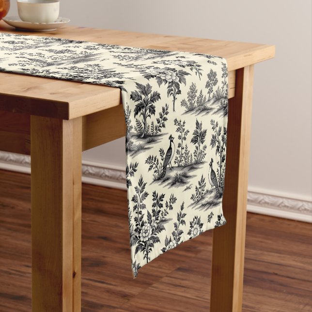 Caminho De Mesa Pequeno Decorative French toile pattern (No Local)