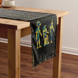 Caminho De Mesa Pequeno Deidades egípcias em hieroglyphics ouro e mármor