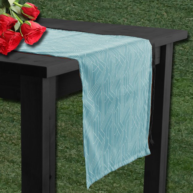 Caminho De Mesa Pequeno Derby Day Party Ivory Pattere Turquoise (Derby Day Party Ivory Pattern Turquoise Short Table Runner)