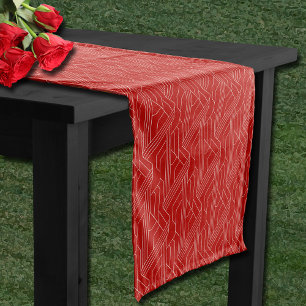 Caminho De Mesa Pequeno Derby Day Party Ivory Pattern Red
