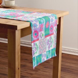 Caminho De Mesa Pequeno Desenho de Flores Vibrantes em Flor