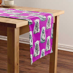 Caminho De Mesa Pequeno Desenho de padrão de urso polar roxo