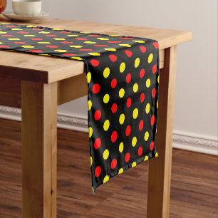 Caminho De Mesa Pequeno Desenho de Pontos Pretos Vermelhos Amarelos