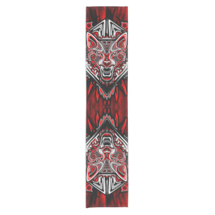 Caminho De Mesa Pequeno Desenho Totêmico Tribal Haida de Lobo