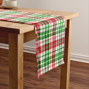 Caminho De Mesa Pequeno Desenho Xadrez Escocês Plaid Verde Vermelho Branco