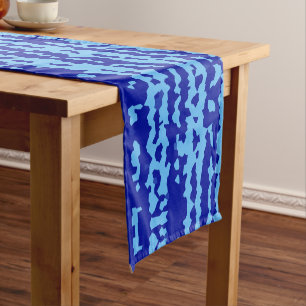 Caminho De Mesa Pequeno Design Abstrato Irregular Azul Ciano