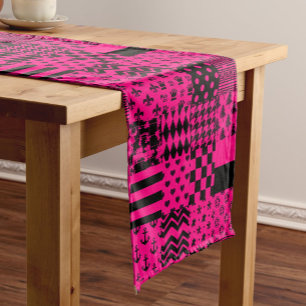 Caminho De Mesa Pequeno Design de Correção de Padrões Mistos Pretos Rosa