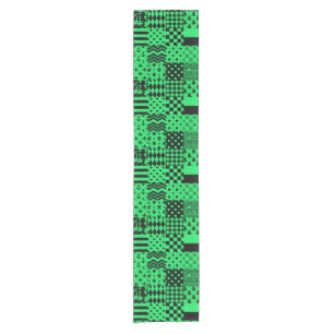 Caminho De Mesa Pequeno Design de Correção de Padrões Mistos Pretos Verdes