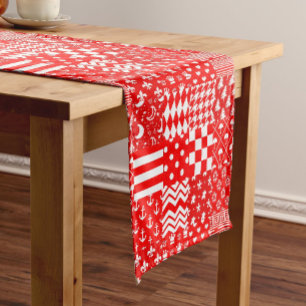 Caminho De Mesa Pequeno Design de Correção de Padrões Mistos Red White