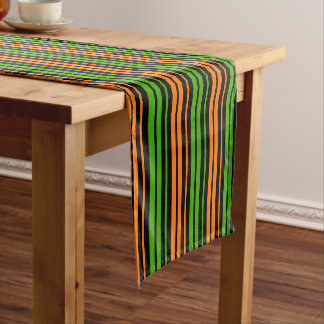Caminho De Mesa Pequeno Design de Listras Verticais Laranja Verde Preto