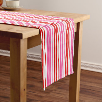 Caminho De Mesa Pequeno Design de Listras Verticais Rosa Branco Vermelho