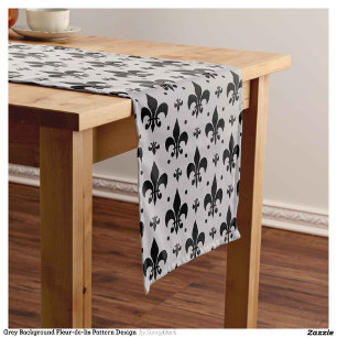 Caminho De Mesa Pequeno Design de Padrão Fleur-de-lis - Fundo da cinza