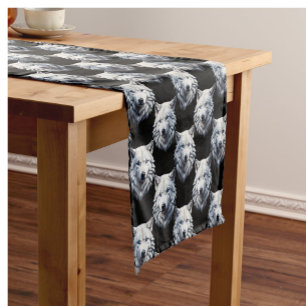 Caminho De Mesa Pequeno Design do padrão da cabeça do lobo branco