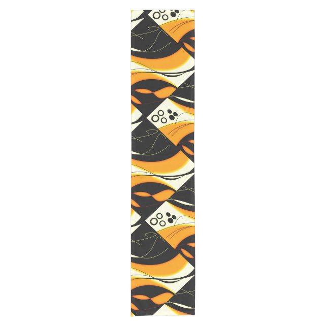 Caminho De Mesa Pequeno Design preto alaranjado (Frente)