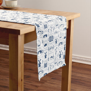 Caminho De Mesa Pequeno Design tradicional azul holandês