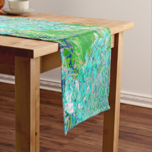 Caminho De Mesa Pequeno Detalhe de Aqua Elegante e Hydrangea de luz verde