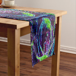 Caminho De Mesa Pequeno Detalhe Gráfico de Rosa Preta, Branca, Azul e Verd