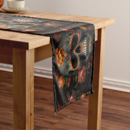 Caminho De Mesa Pequeno Dia de los Muertos pintou a calavera do crânio