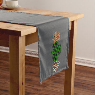 Caminho De Mesa Pequeno Dia de São Patrício Sorte Lucky Verde Xadrez Trevo