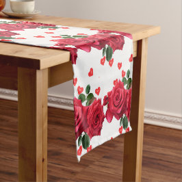 Caminho De Mesa Pequeno Dia dos Namorados Amor Corações Vermelhos e Rosas