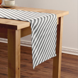 Caminho De Mesa Pequeno Diagonal gray and white stripes pattern